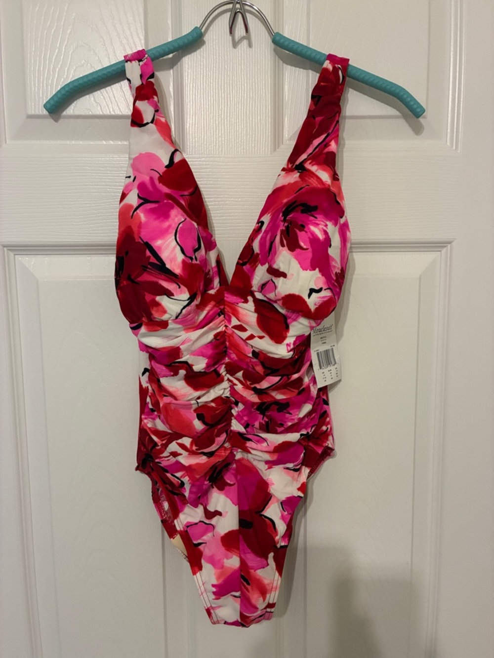 NWT Miraclesuit Pink & White Floral One-Piece Swimsuit